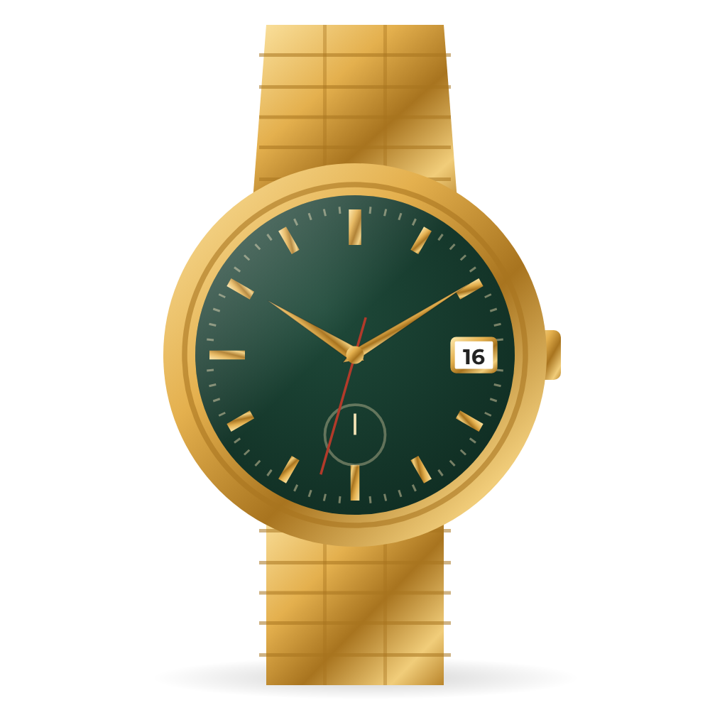 Relógio Dourado Mostrador Verde 40 mm